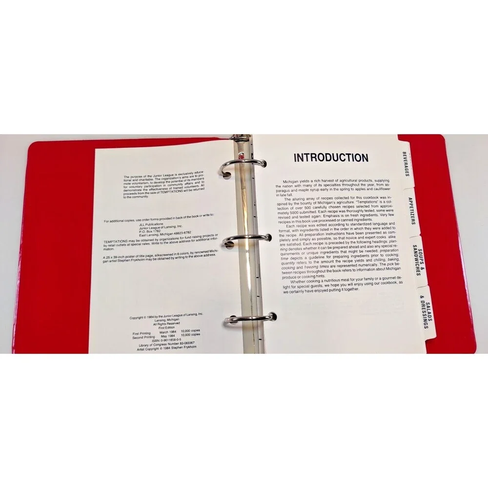 Junior League of Lansing Cookbook Michigan Recipes 1984 Baking, Cooking, Drinks